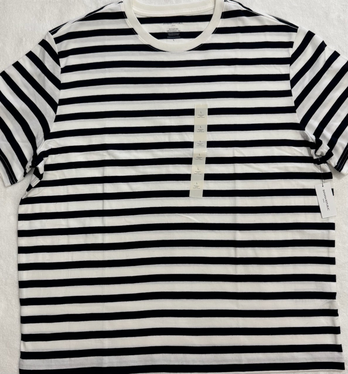 New Banana Republic Men's Short Sleeve T-Shirt White Stripe Size L $20.00 gallery