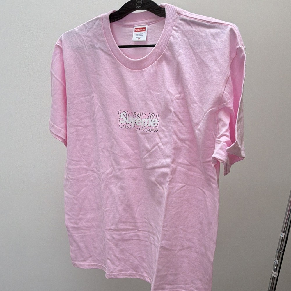 Supreme Bandana Box Logo Tee Light Pink FW19 Size M