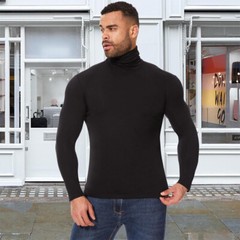 Men High-Neck Mock Turtleneck Solid Long Sleeve Undershirt Pullover Basic Layer