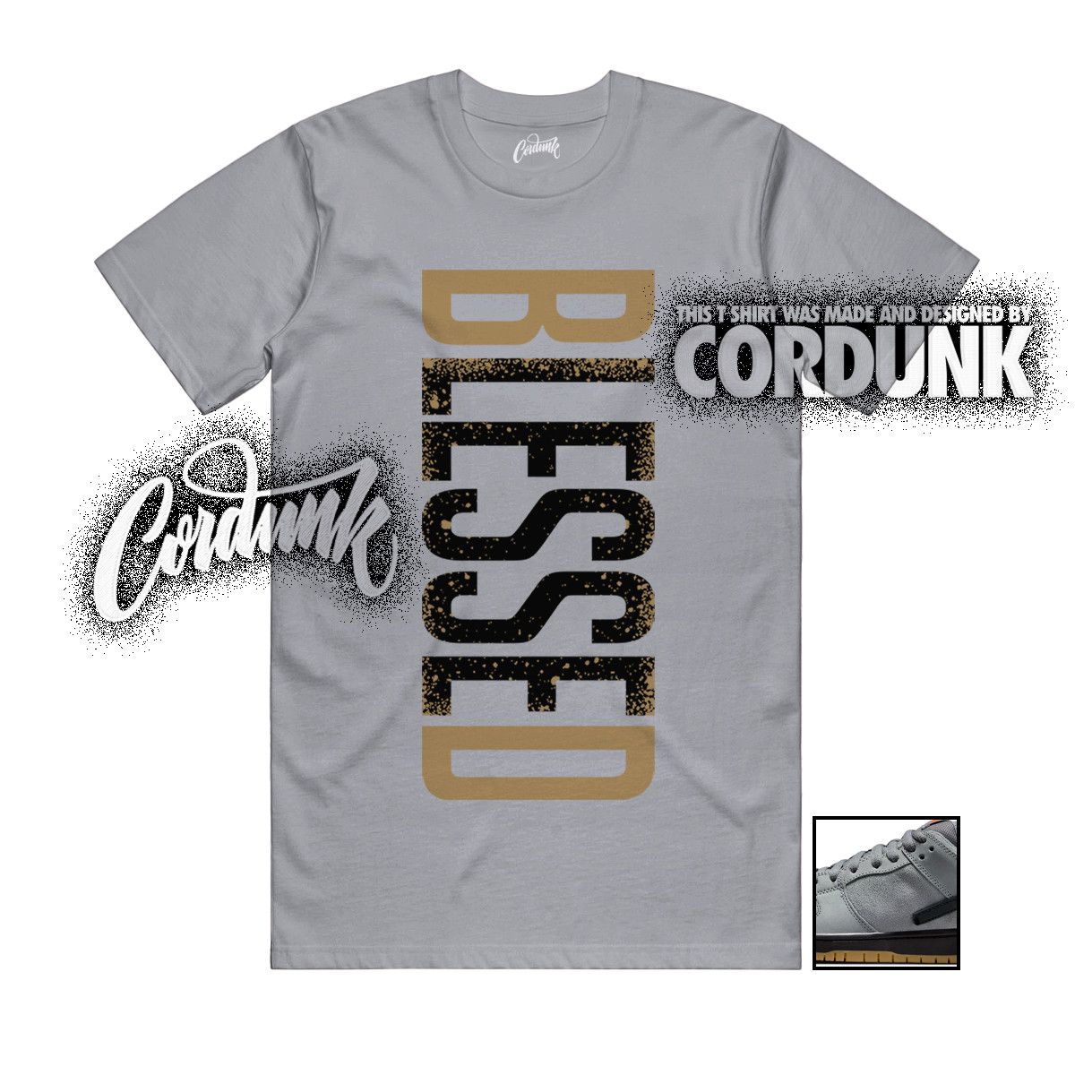 SB Dunk Low Pro Cool Grey Black Dark Gum Brown Orange T Shirt Match VERTBLS gallery