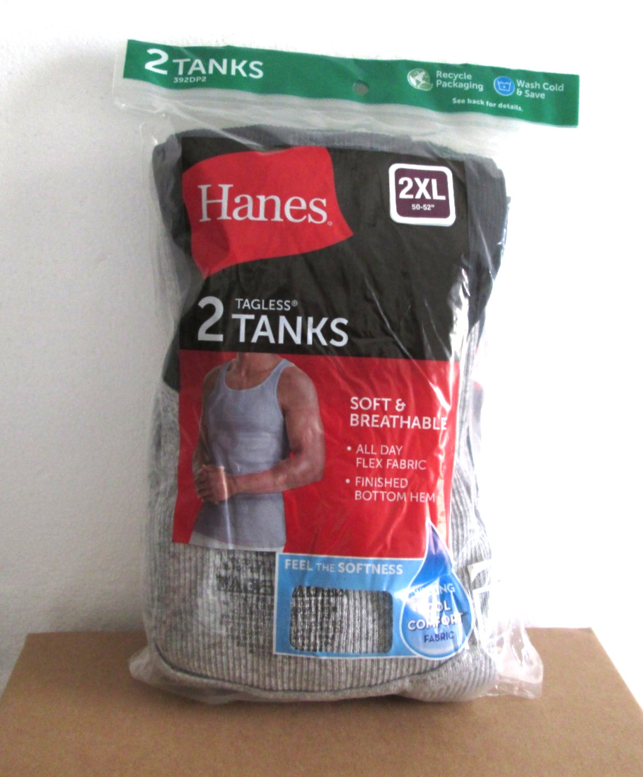 New Hanes Men's 2 Pack Soft & Breathable Tagless A-Shirts Tank Tops 2XL (50-52) gallery
