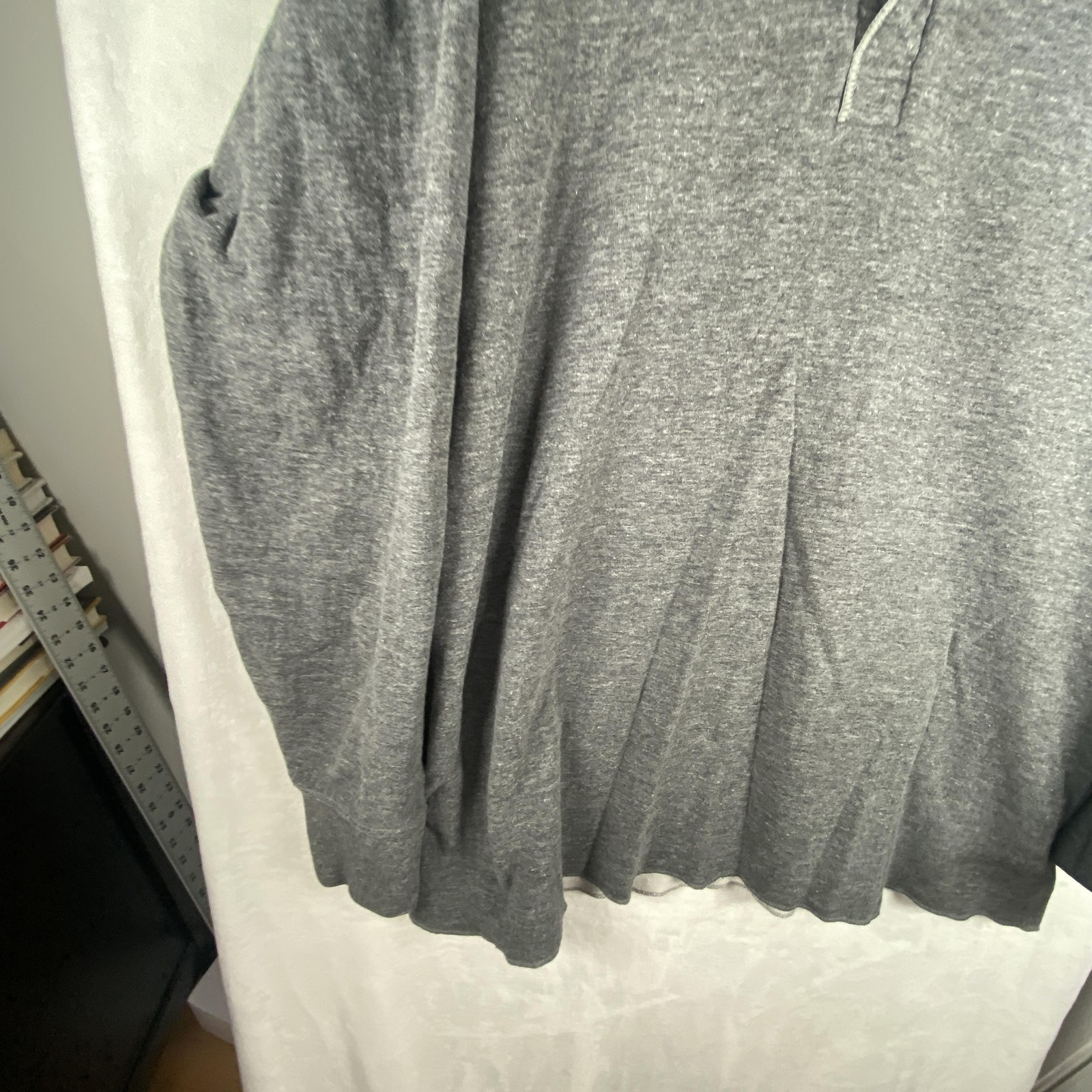 L.L. Bean Shirt Mens XL Gray Long Sleeve Henley Double Layer Lined Wool Blend gallery