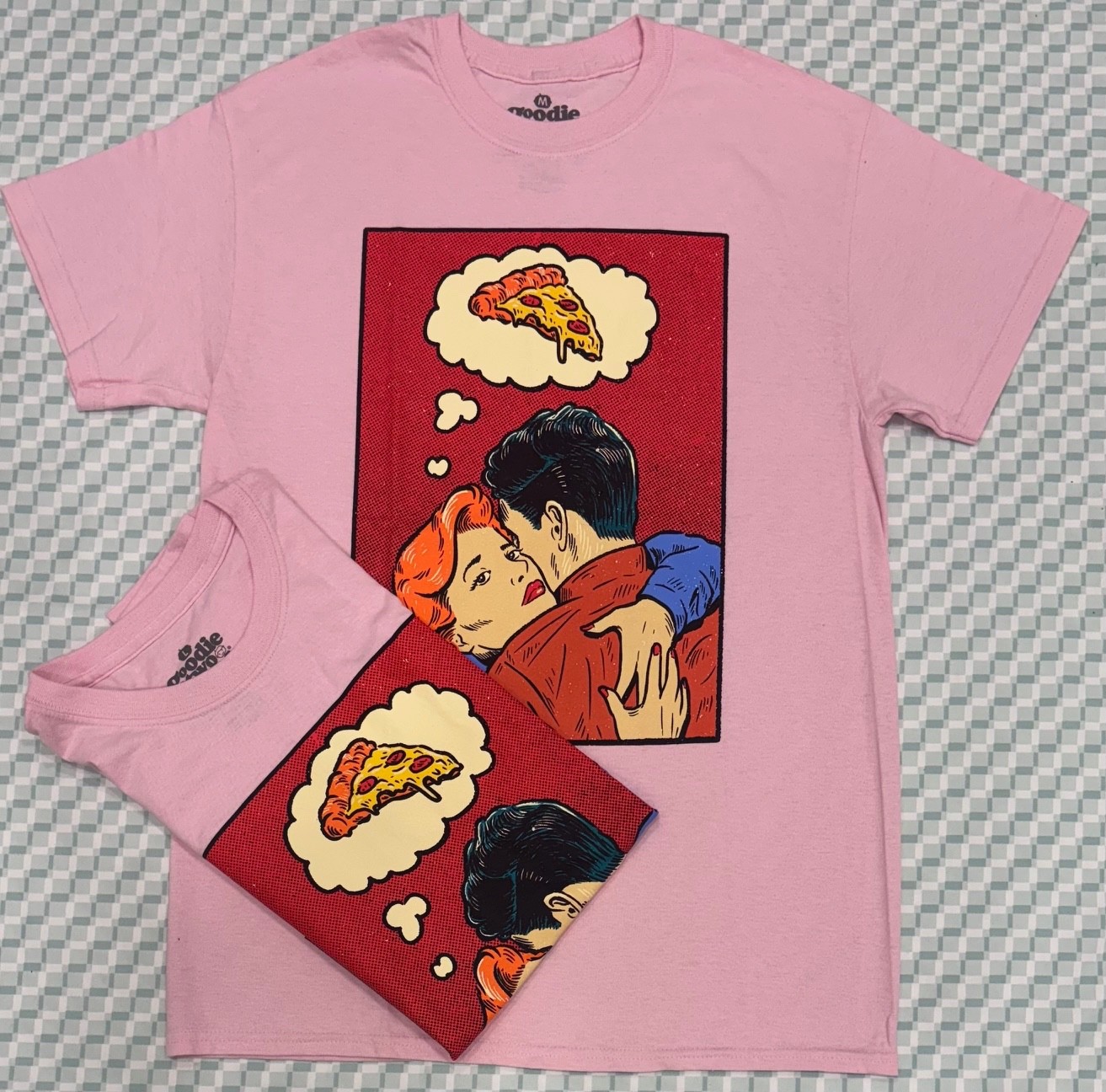 Pink Comic Printed “Thinking Of You” T Shirt M Goodie Two Sleeves Lichtenstein gallery