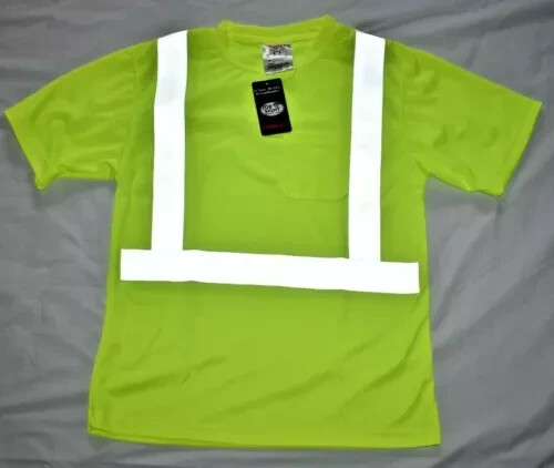 High Visibility ANSI Class 2 Hi Vis Lime Reflective Road Work Safety T Shirt-4X