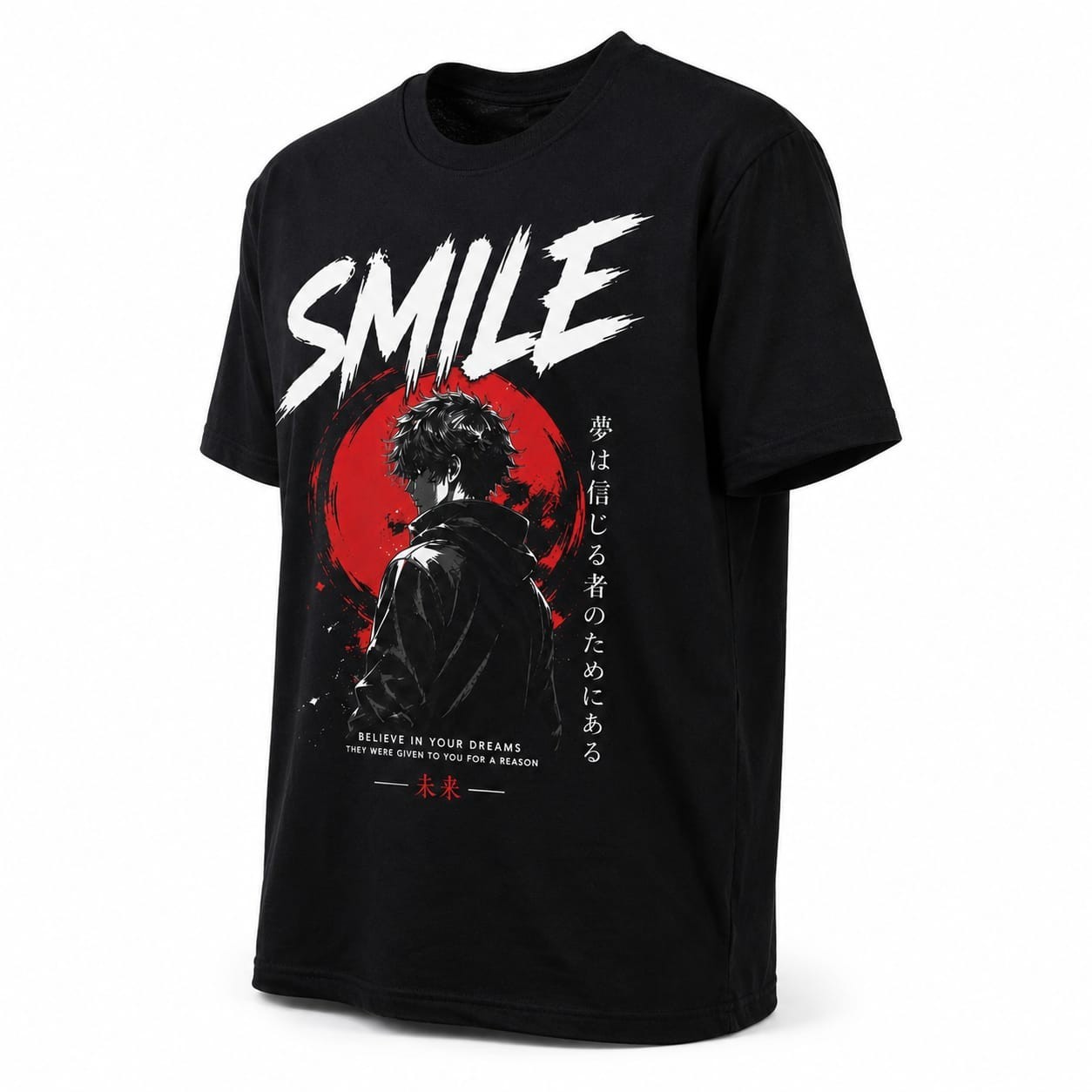 tshirtAnime Smile Graphic T Shirt Japanese Streetwear Motivational Unisex Tee Ke gallery