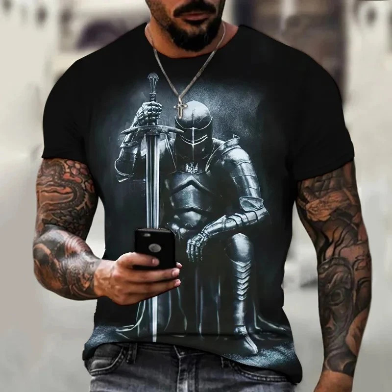 Knights Templar T-Shirt Men's Christian Warrior Crusader Cross 3D Printed gallery