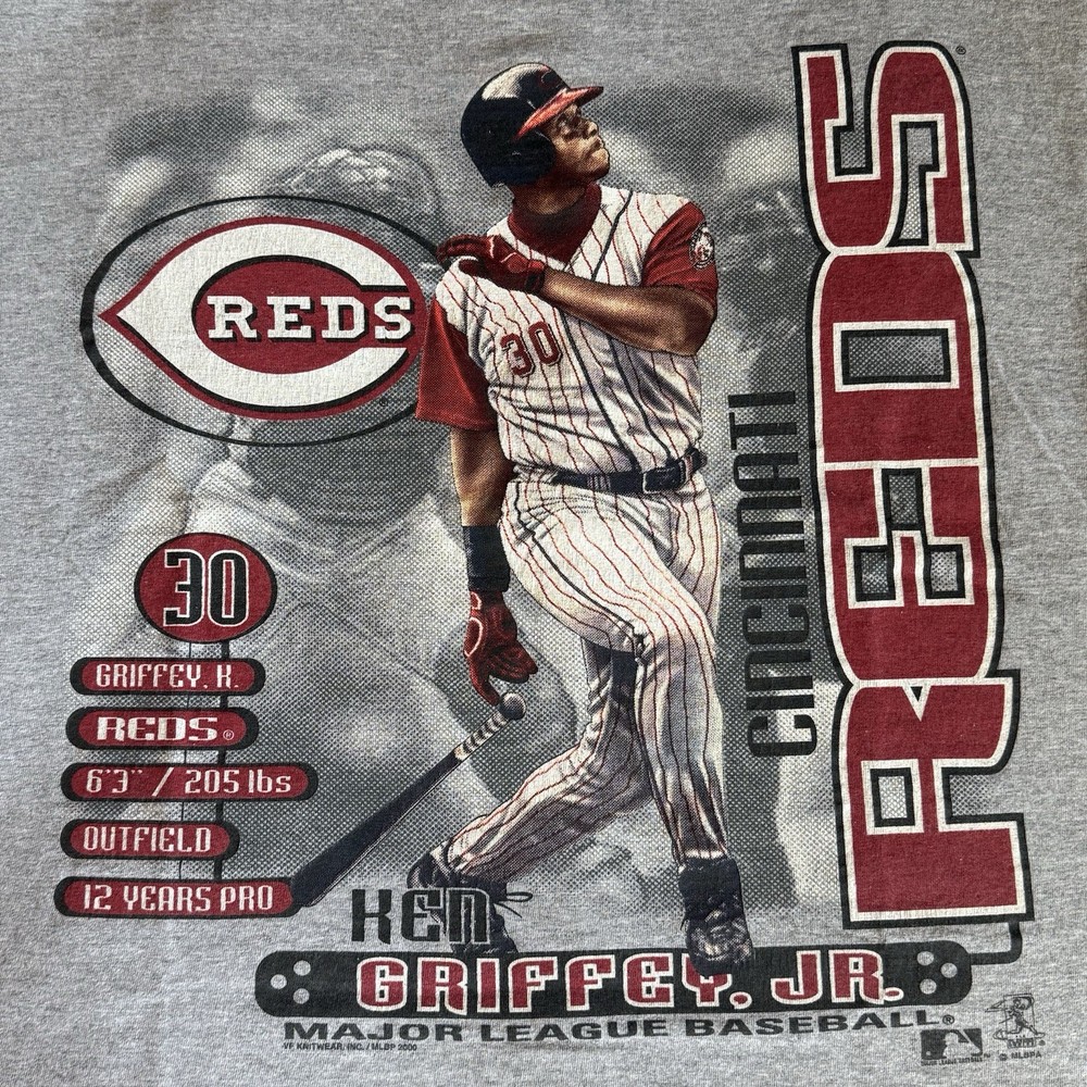 KEN GRIFFEY JR Cincinnati Reds MLB Licensed T-Shirt 2000 LARGE Preowned VTG