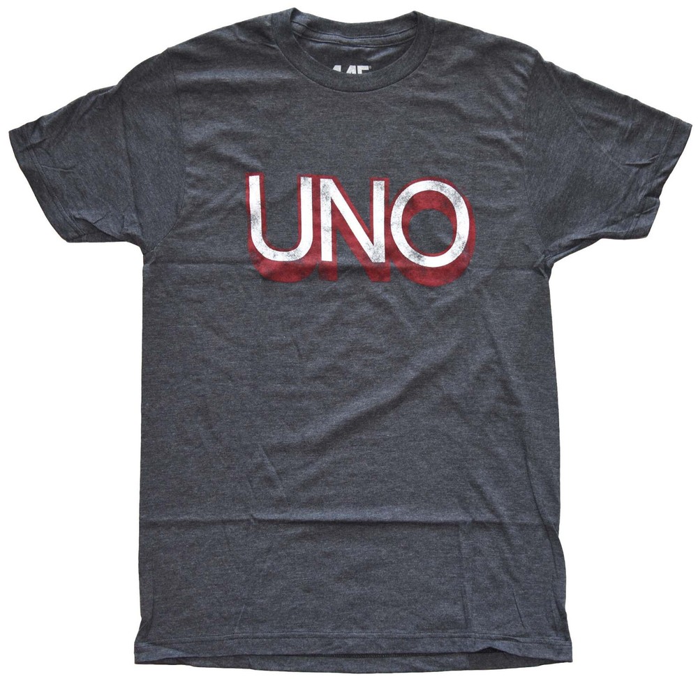 Mighty Fine Uno Card Game Logo Men’s Charcoal Heather T-Shirt New