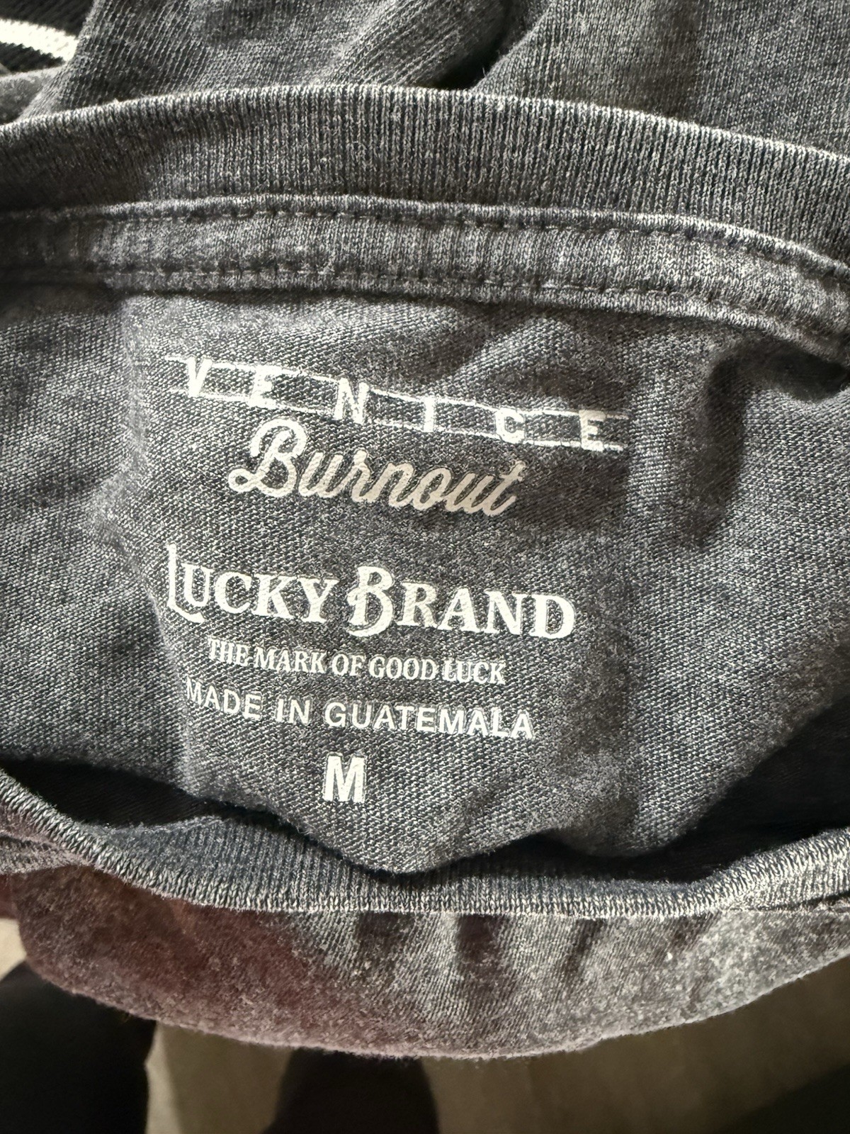 Lucky Brand Men’s M Venice Burnout T-Shirt Bear Playing Guitar Graphic Sheer gallery
