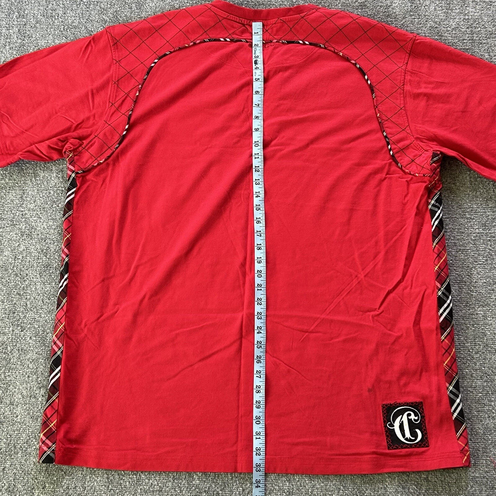 Coogi Shirt Men XXXL Red Plaid Patch Embroidered Vintage Y2K T-shirt Baggy 90’s gallery