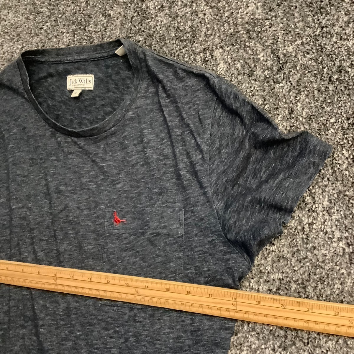 Jack Wills Mens Grey Short Sleeve Pocket Crew Neck Tee Size S Cotton Poly Blend gallery