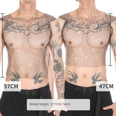 Men’s Glitter Sheer See Through Fishnet Tank Top Sexy Mesh Muscle Vest Tops