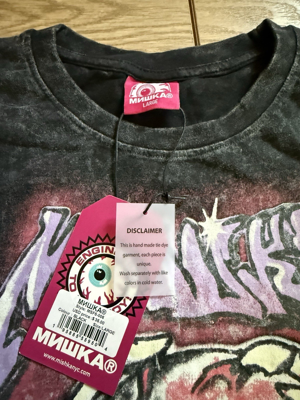 MISHKA MENS KEEP WATCH GRAPHIC PRINT T-SHIRT BLACK CREW NECK SIZE L MSF5-006 gallery