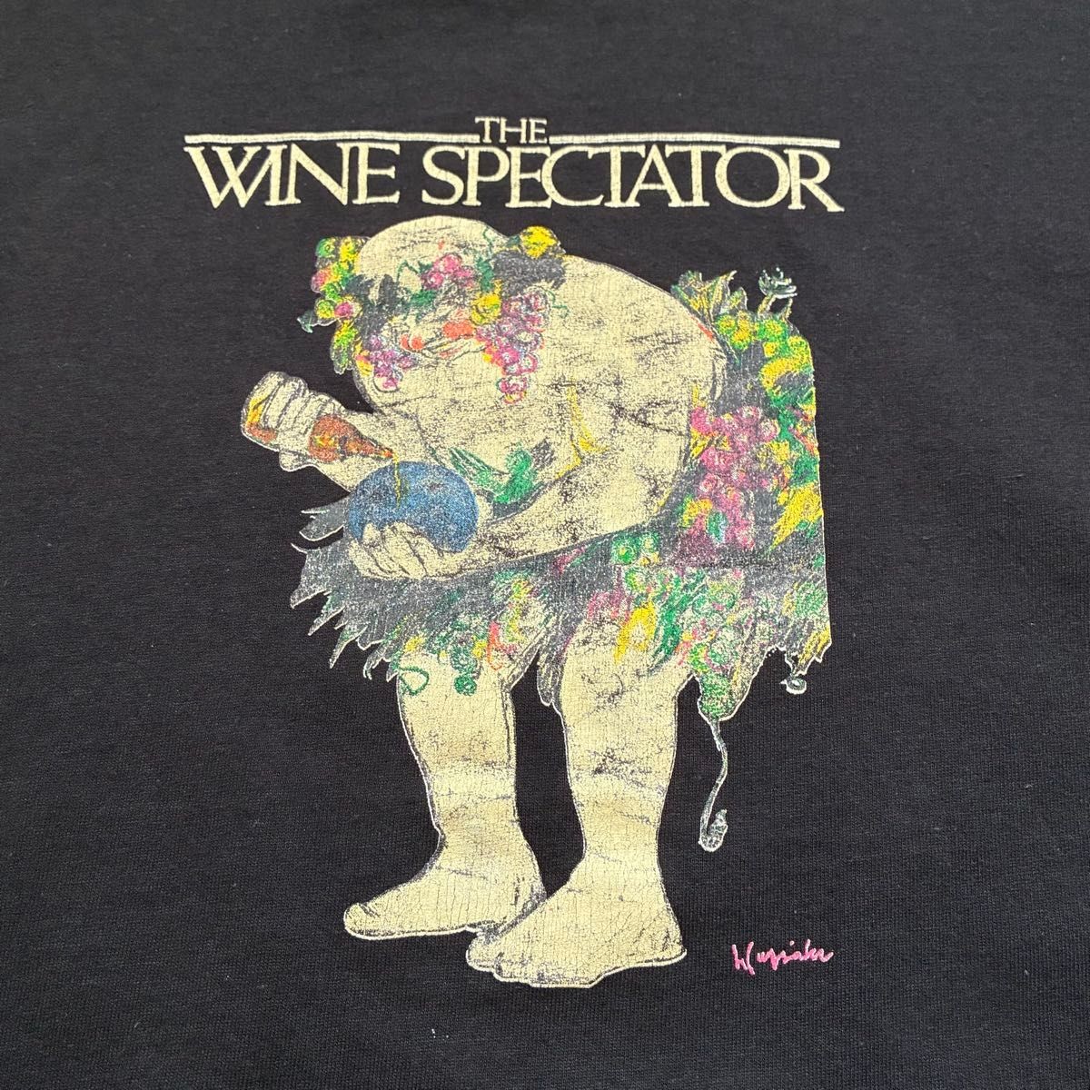 Royal FIRST CLASS 90s Vintage USA Made Wine Spectator Art T-Shirt XL Black gallery