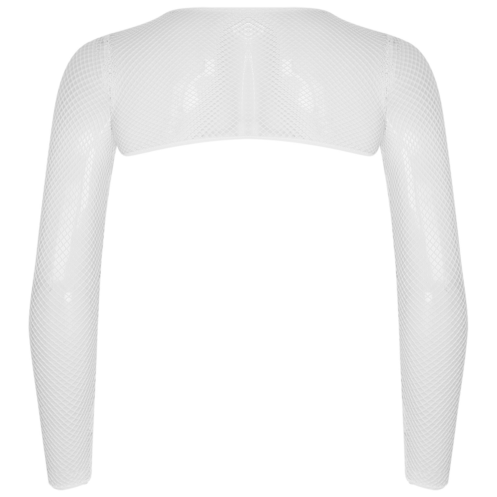 Men’s See Through Fishnet Cropped Top Long Sleeve Shrugs Crop Top Clubwear
