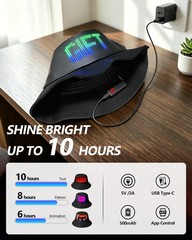 LED Programmable Bucket Hat with App Control, Custom Text Display Hat Bluetoo…