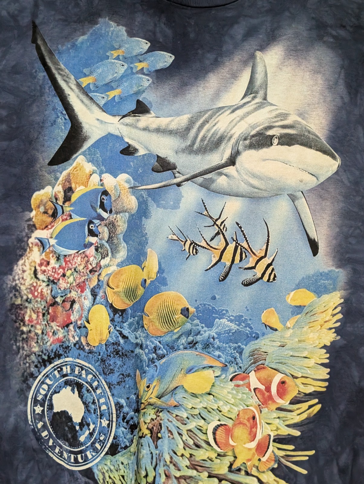 The Mountain Mens T-shirt Blue “Reef Shark” Retired Logo XL #6548
