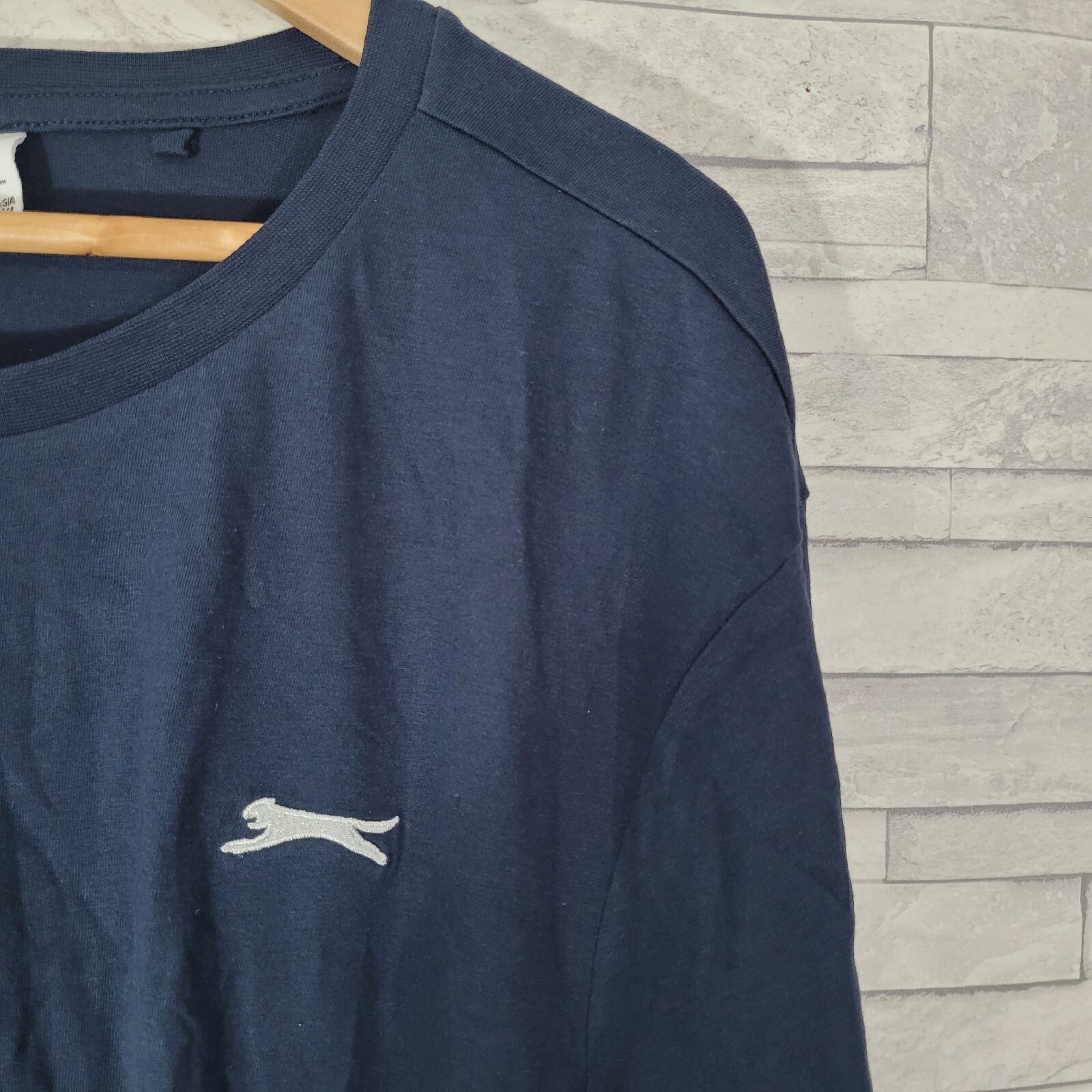 Mens SLAZENGER T Shirt Top Blue 2XL Dark Round Neck XXL Cotton Jersey gallery