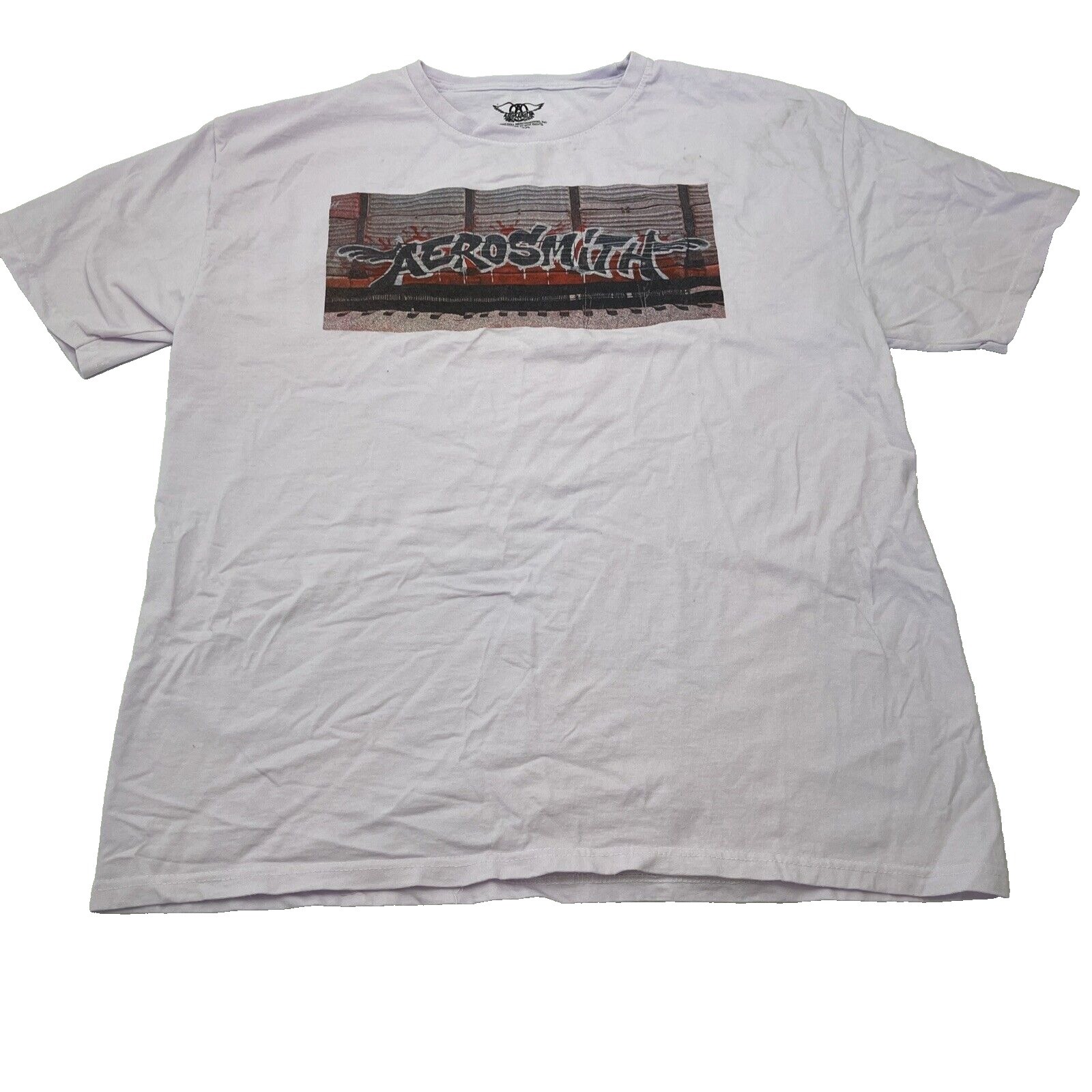 Aerosmith Graphic T-Shirt Mens XL Light Purple Good Graffiti Logo Rock Band Tee gallery