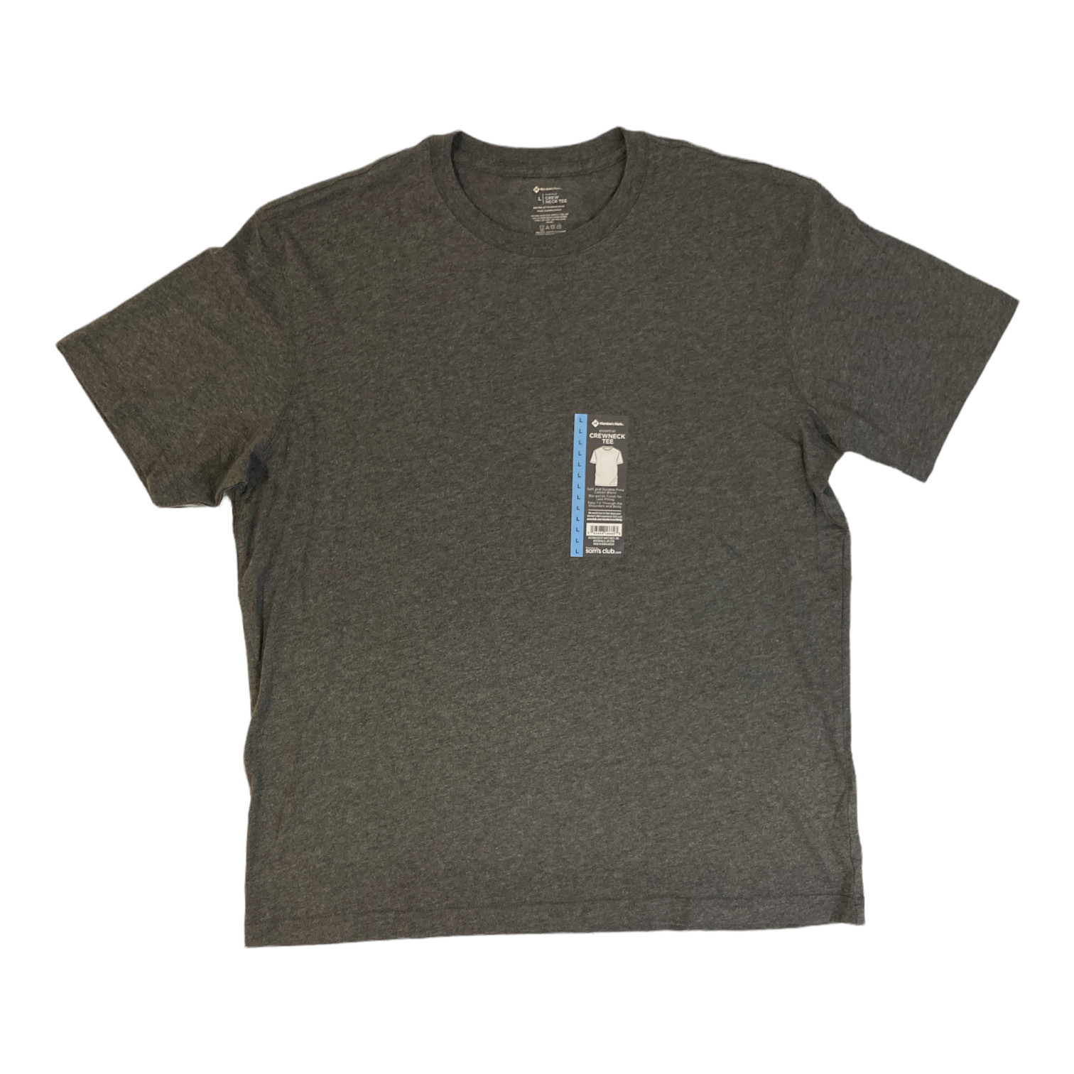 NWT Men’s Charcoal Grey Heather MEMBERS MARK Essential Crewneck Tee Size Large