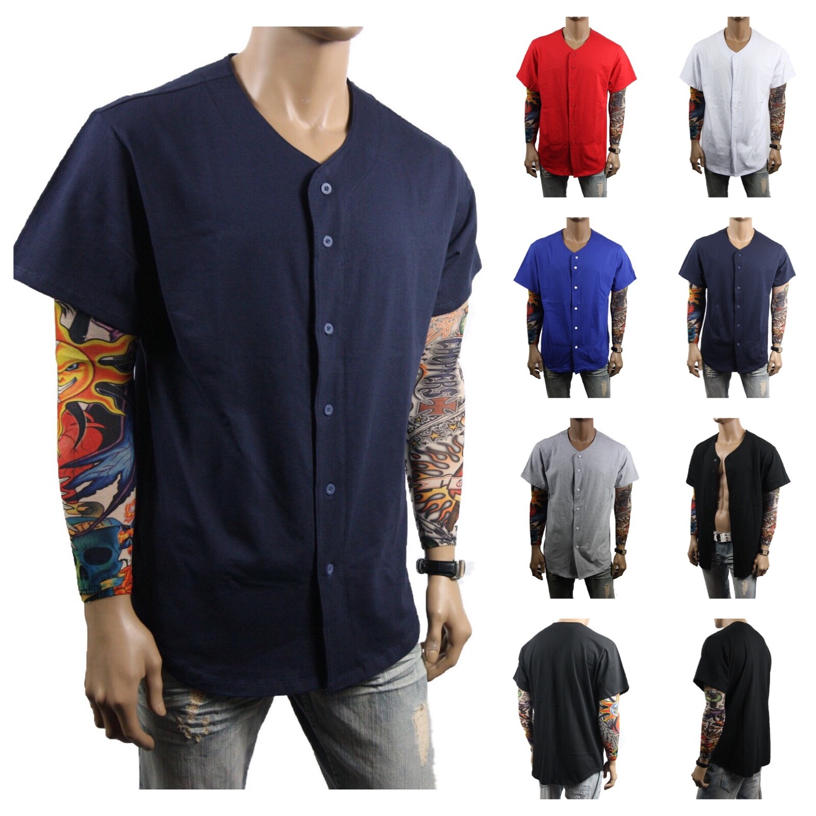 Men Baseball T-Shirt Cotton Jersey Plain Solid Sports Team Raglan Tee S-3XL gallery