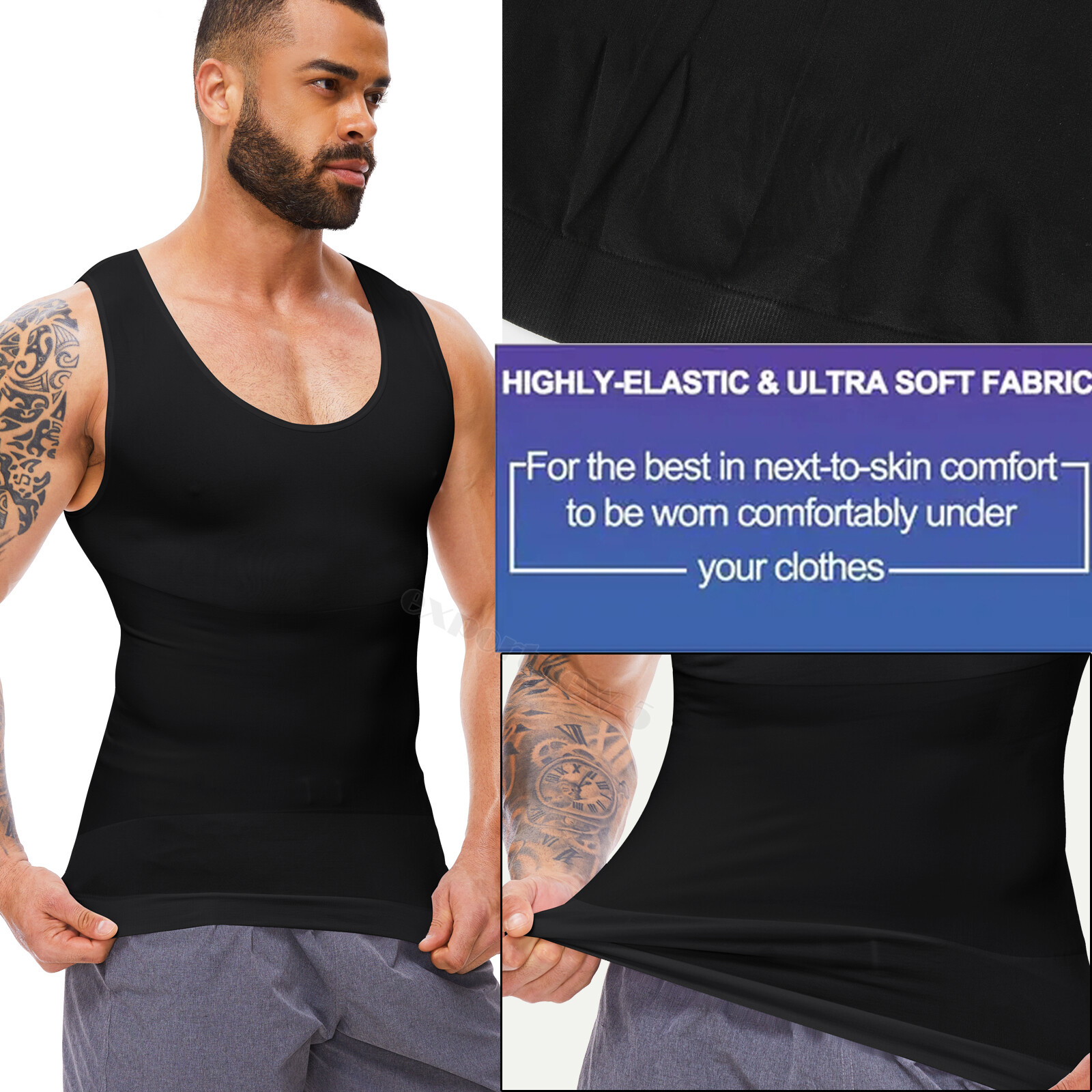 Men's Body Shaper Gynecomastia Compression Ionic Shaping Shirt Slimming Tank Top gallery
