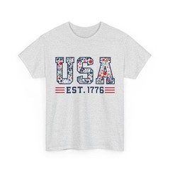 Floral Pattern Patriotic USA Shirt – 4th of July Graphic Tee Women Vintage
