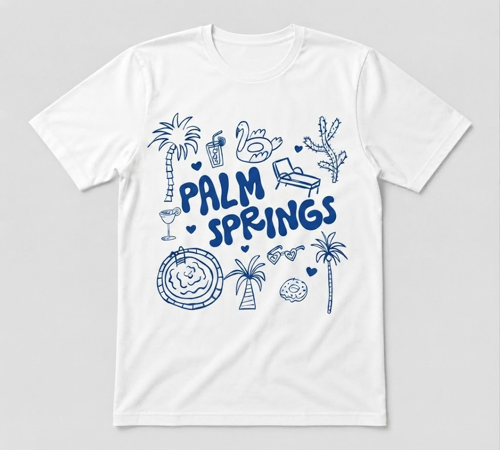 Palm Springs Spring Break Summer Vibes Lover Graphic Tee White T-shirt