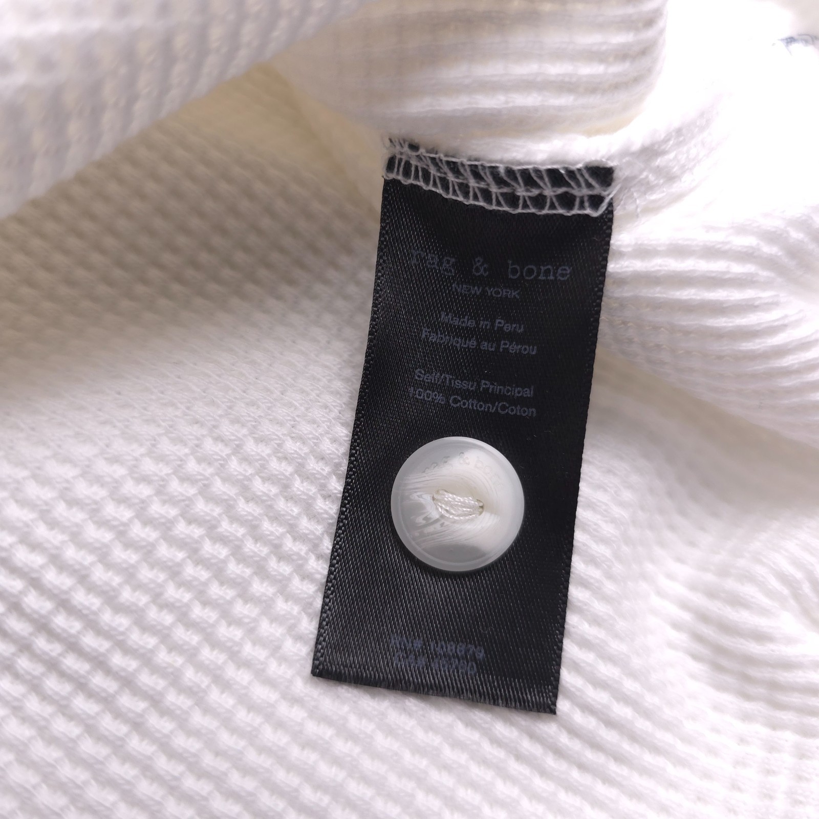 Rag & Bone Waffle Knit Henley Shirt Mens Size Small White Cotton Long Sleeve gallery