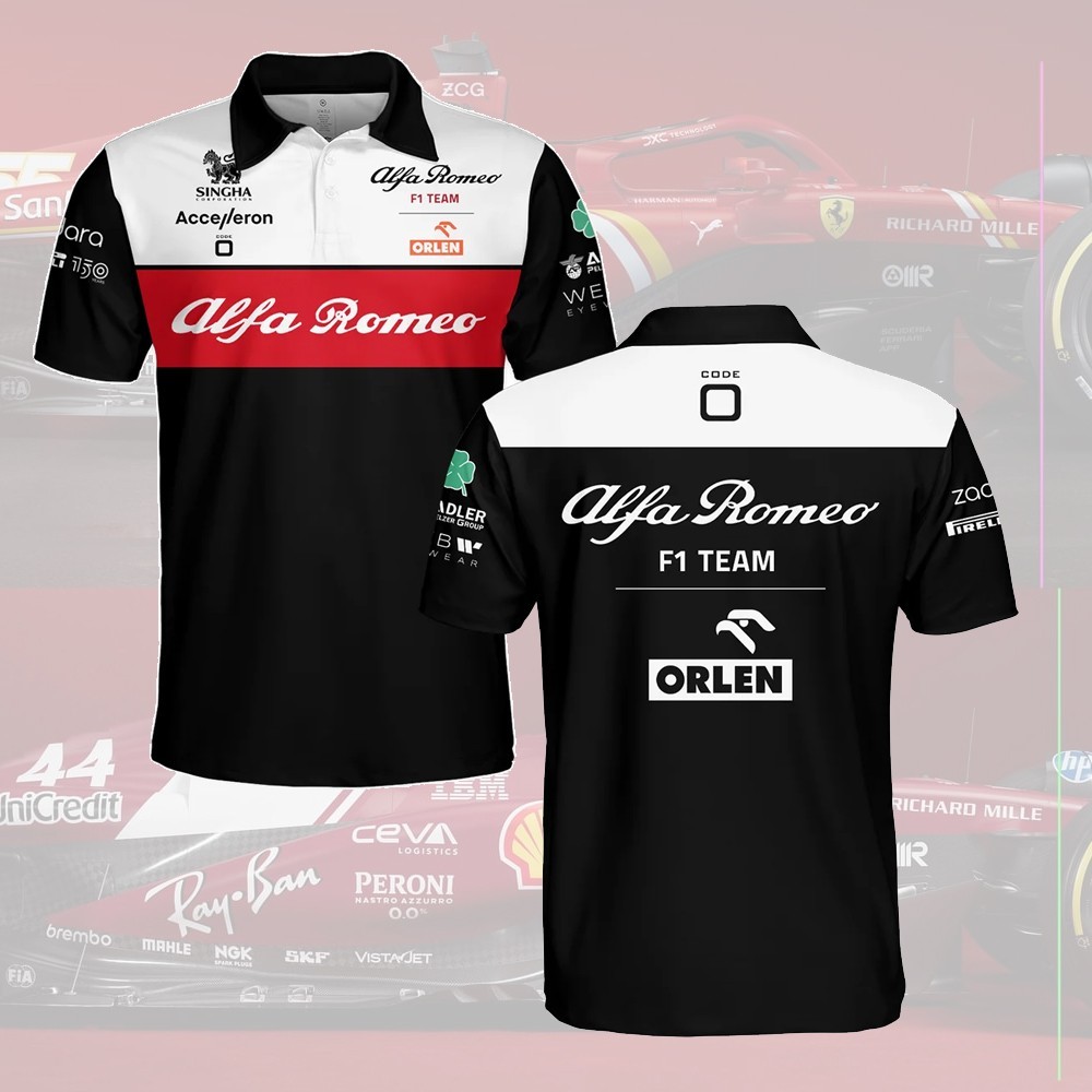Alfa Romeo Racing F1 Team ORLEN Polo Shirt, Alfa Romeo F1 Racing Shirt, Fomula 1