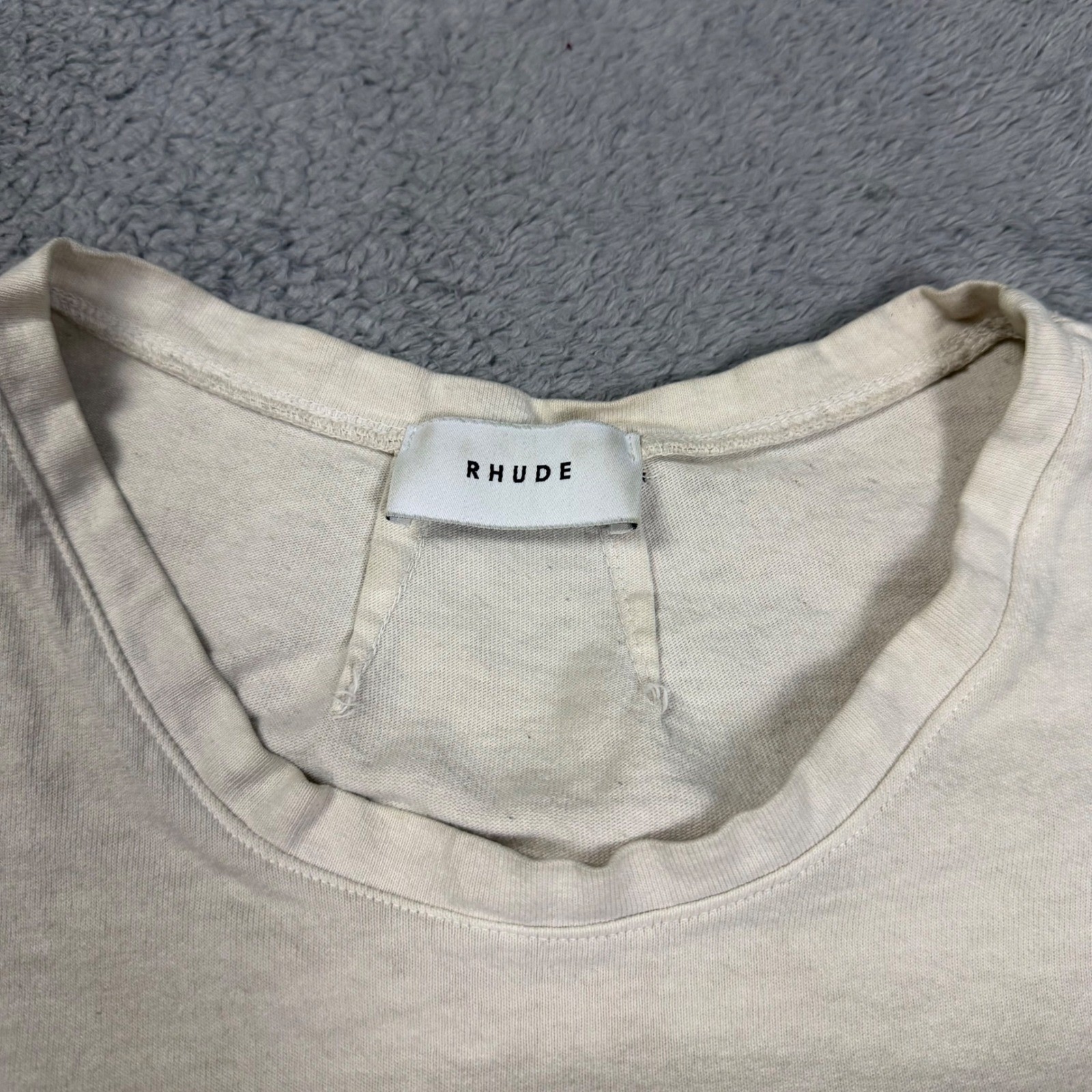 Rhude Win Smokers Die Younger Graphic T-Shirt Mens Small Cream Red Off-White gallery