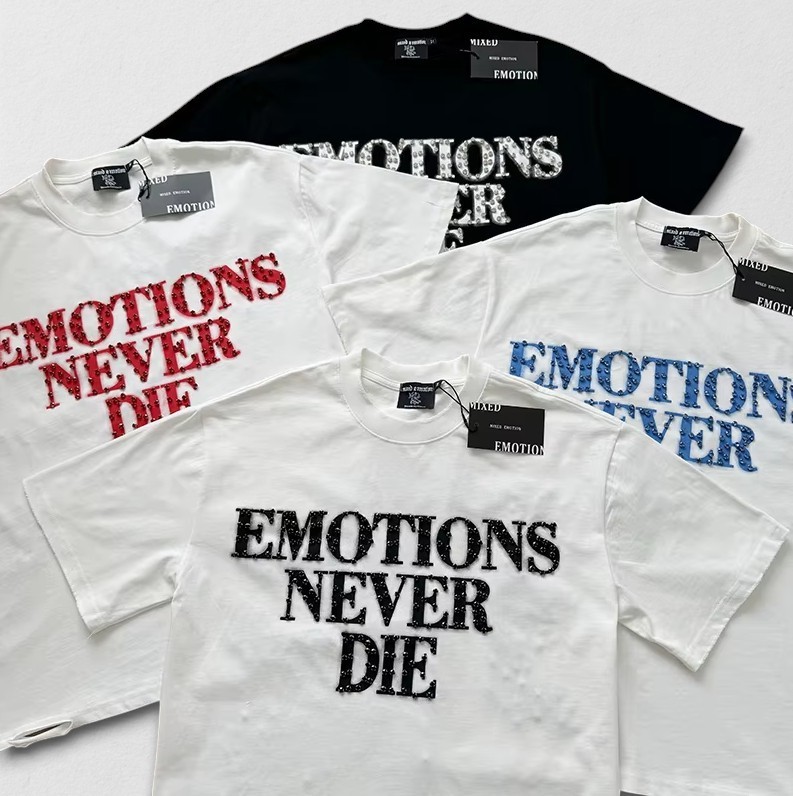 Mixed Emotion "Emotions Never Die" Rhinestone Tee Multiple Colors Small-Large gallery