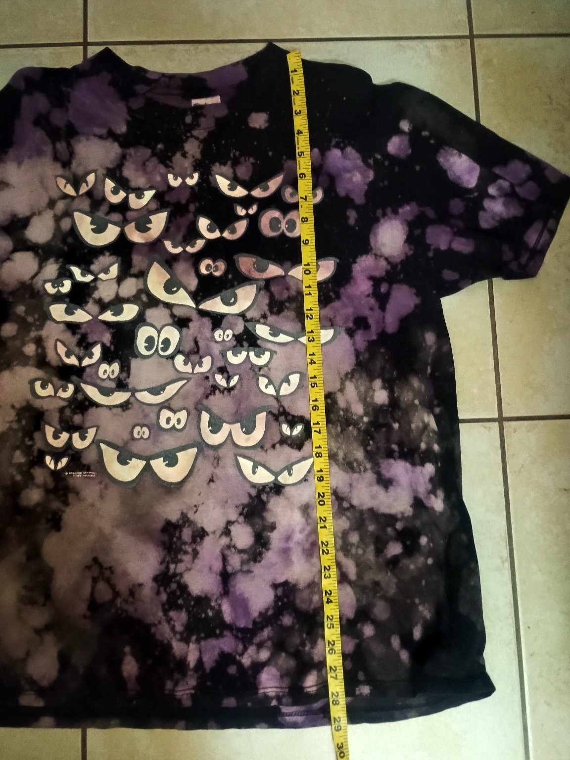 Vintage 90s Stedman Spooky Eyes Men's XL Purple Black Bleach Tie Dye T-Shirt gallery