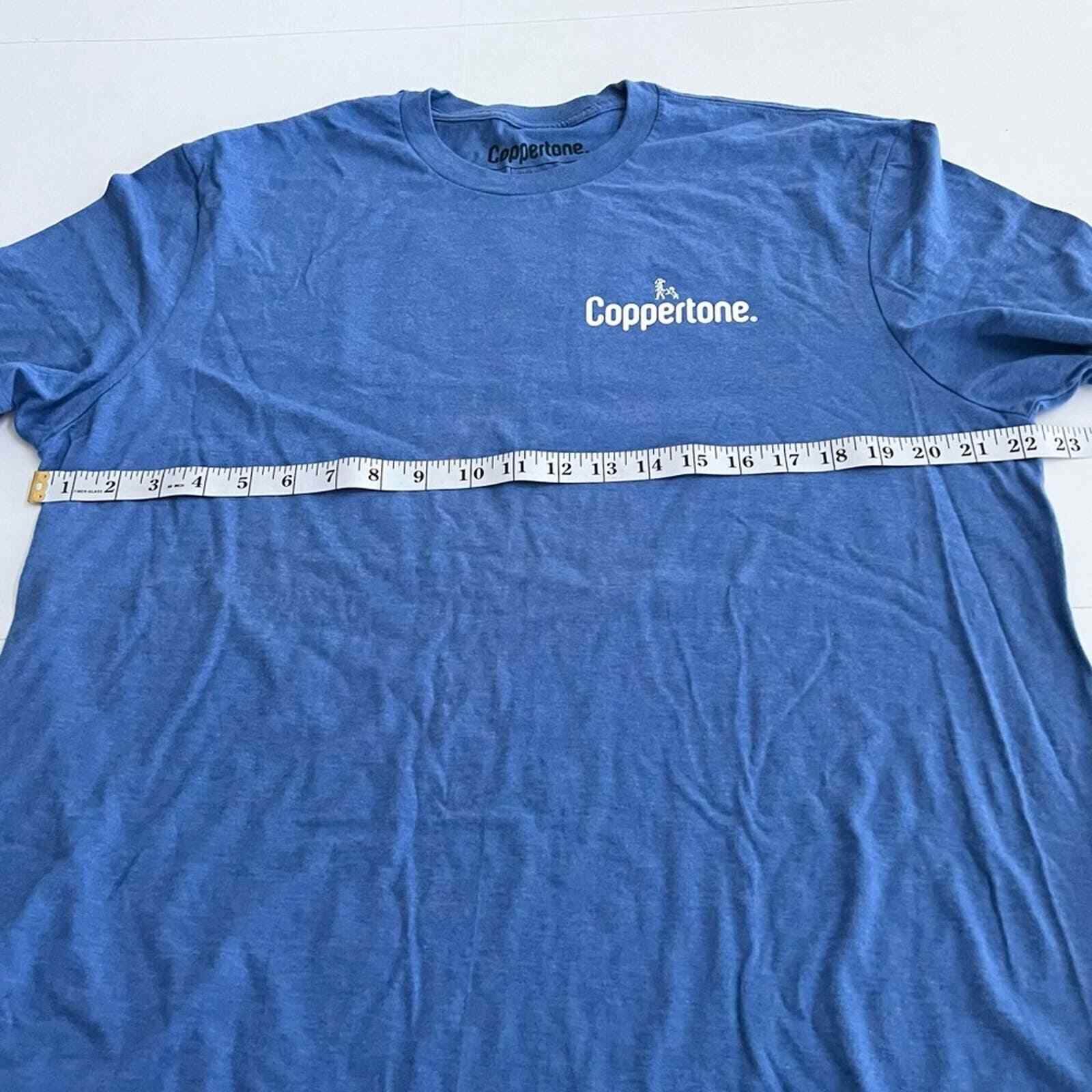 New COPPERTONE Unisex T-shirt Girl Dog Blue SIZE XL It’s Great Outdoors Sun gallery