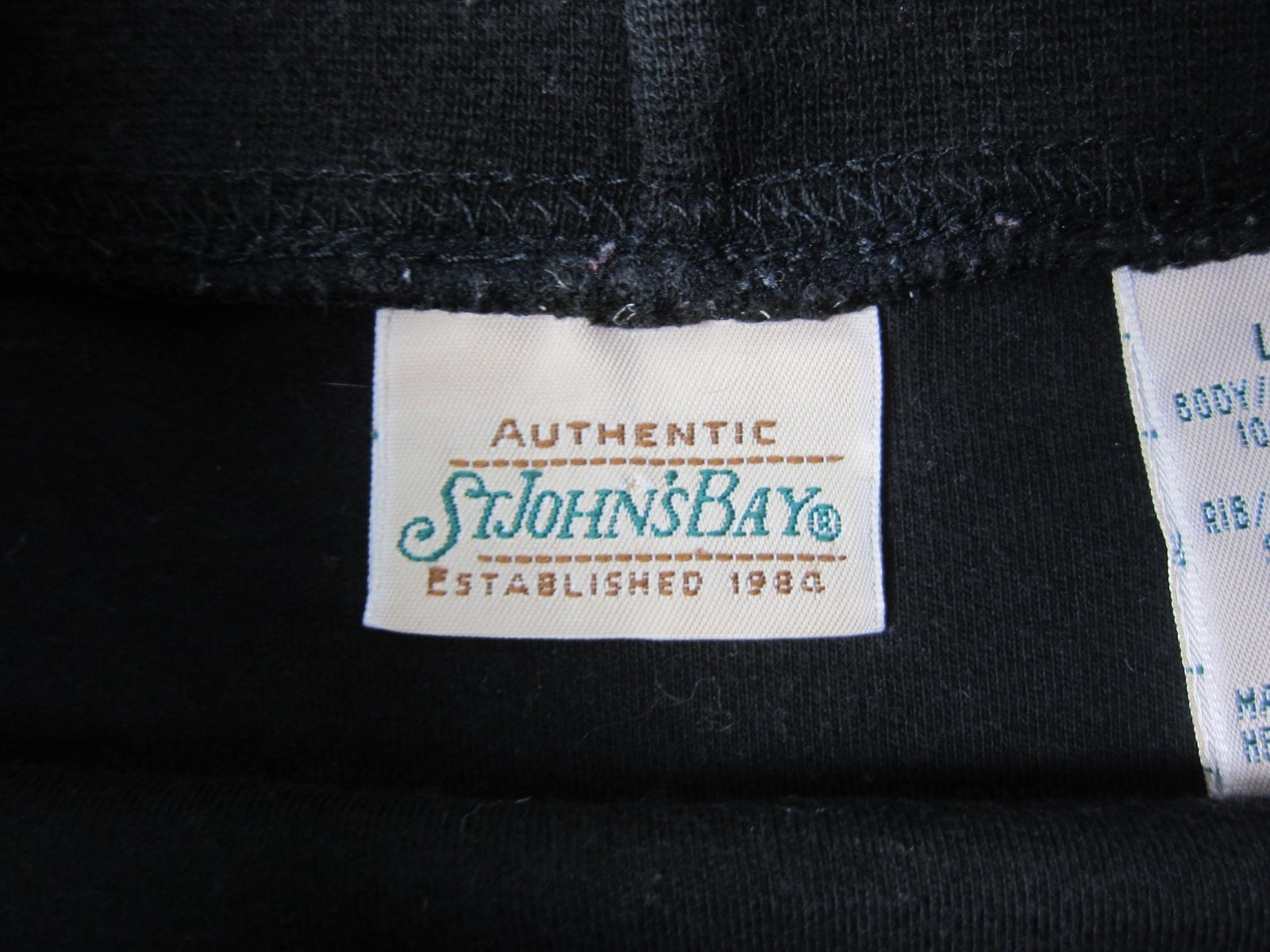 Vintage St Johns Bay Shirt Mens Large L Black Mock Neck Blank Long Sleeve 90s gallery