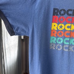 Mens L Rocketman Ringer Tshirt 2019 Global Theatre Tour Elton John Movie Blue
