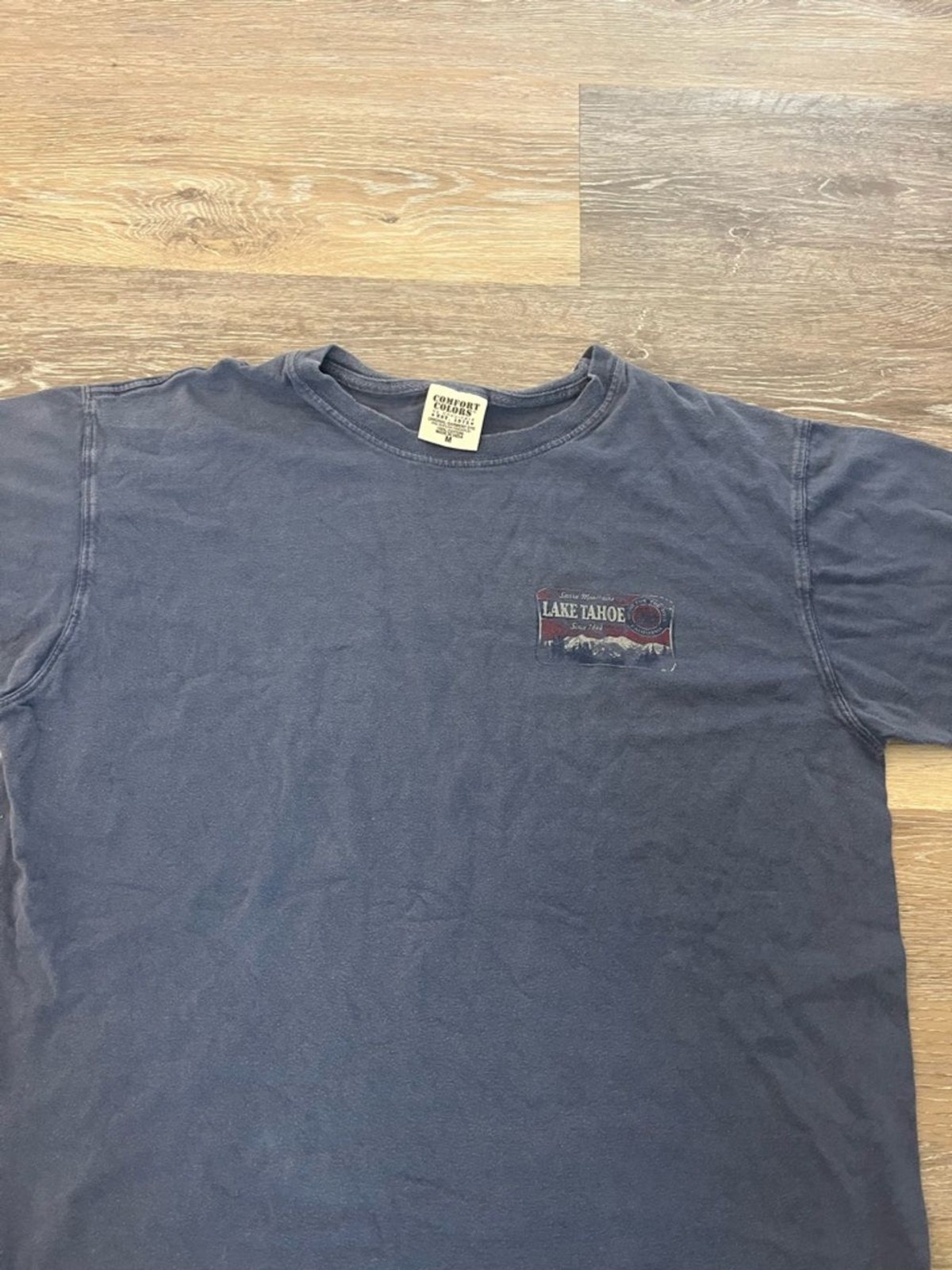 Lake Tahoe Sierra Mountains T Shirt Comfort Colors Blue Graphic Tee Mens Medium gallery