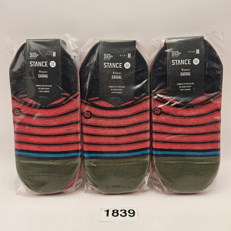 LOT OF 3 – STANCE WOMEN’S MEDIUM 3 PACK NO SHOW SOCKS RED FADE NWT (9 PAIRS)