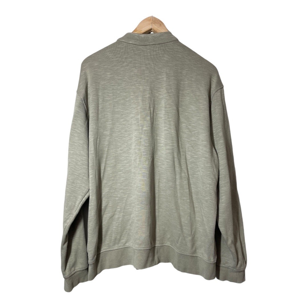 adidas Mens 1/2 Zip Pullover Shirt Kangaroo Pocket Large Golf Go-To Silver Green gallery