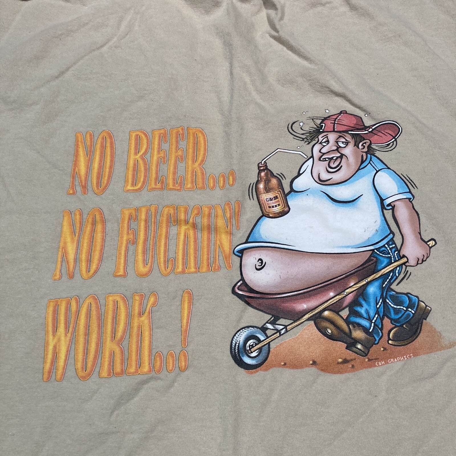 Beer Shirt XL Vintage 90s 00s No Alcohol No Work Funny Parody Humor Y2k Tee gallery