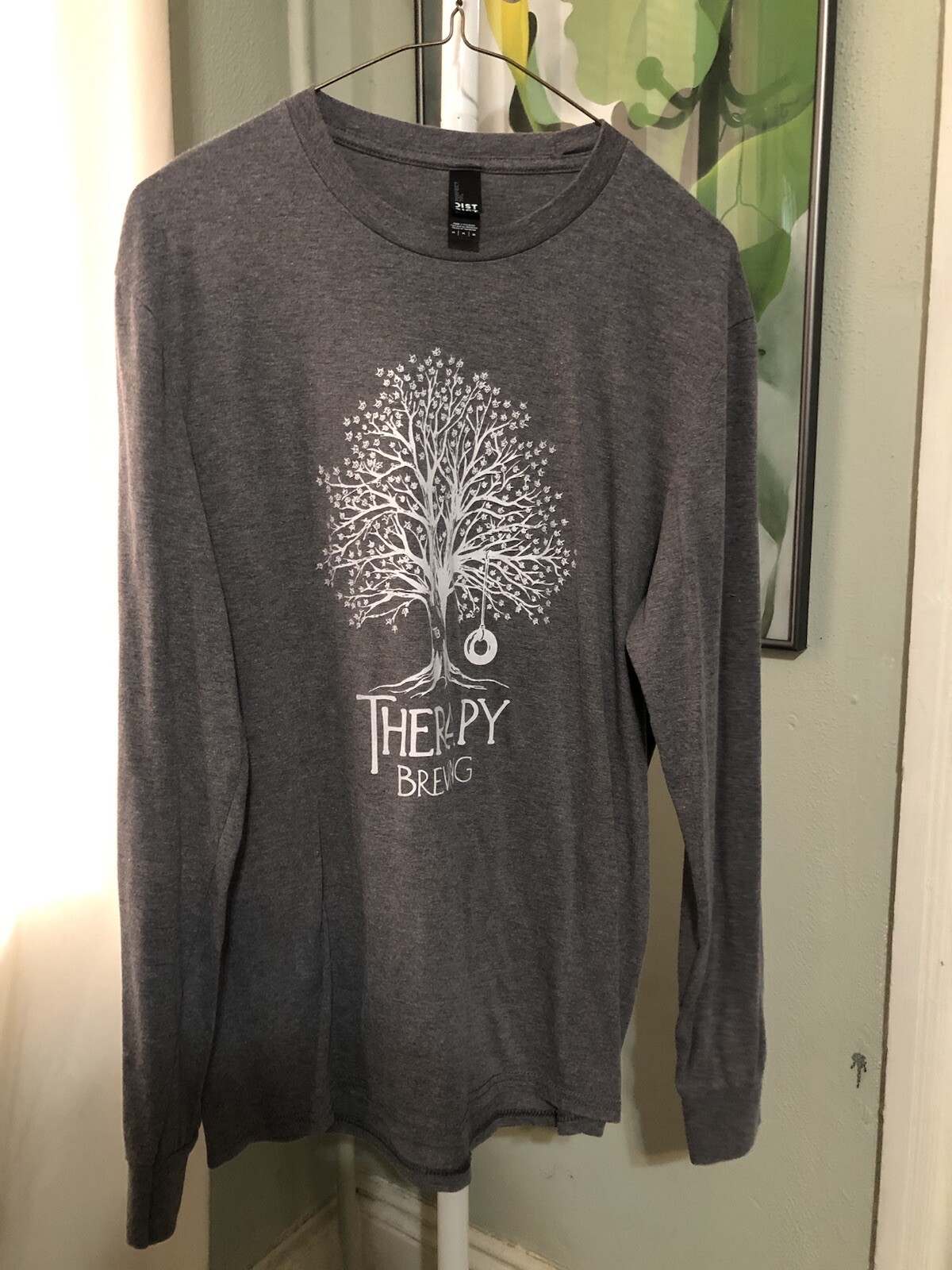 District Mens Long Sleeve GrayPerfect Tri Crew Neck Tee Therapy Brewing Medium gallery