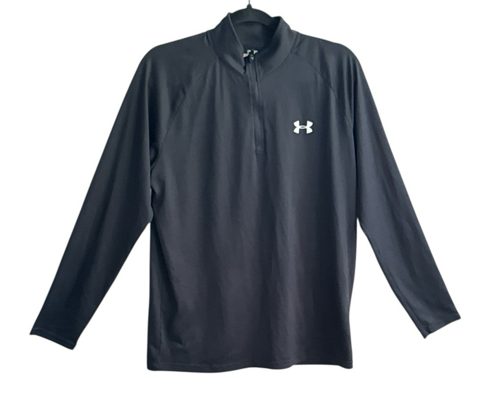 Under Armour Mens Black Medium Loose Long Sleeve Heat Gear 1/4 Zip Style 124220