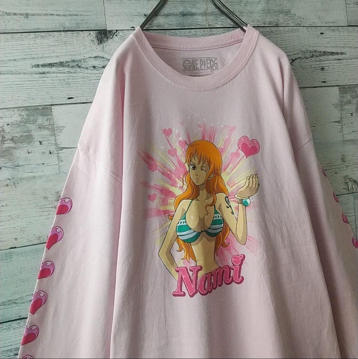 Rare Design ONE PIECE Nami Sexy Bikini Heart Long Sleeve T-Shirt Pink XL Mens gallery