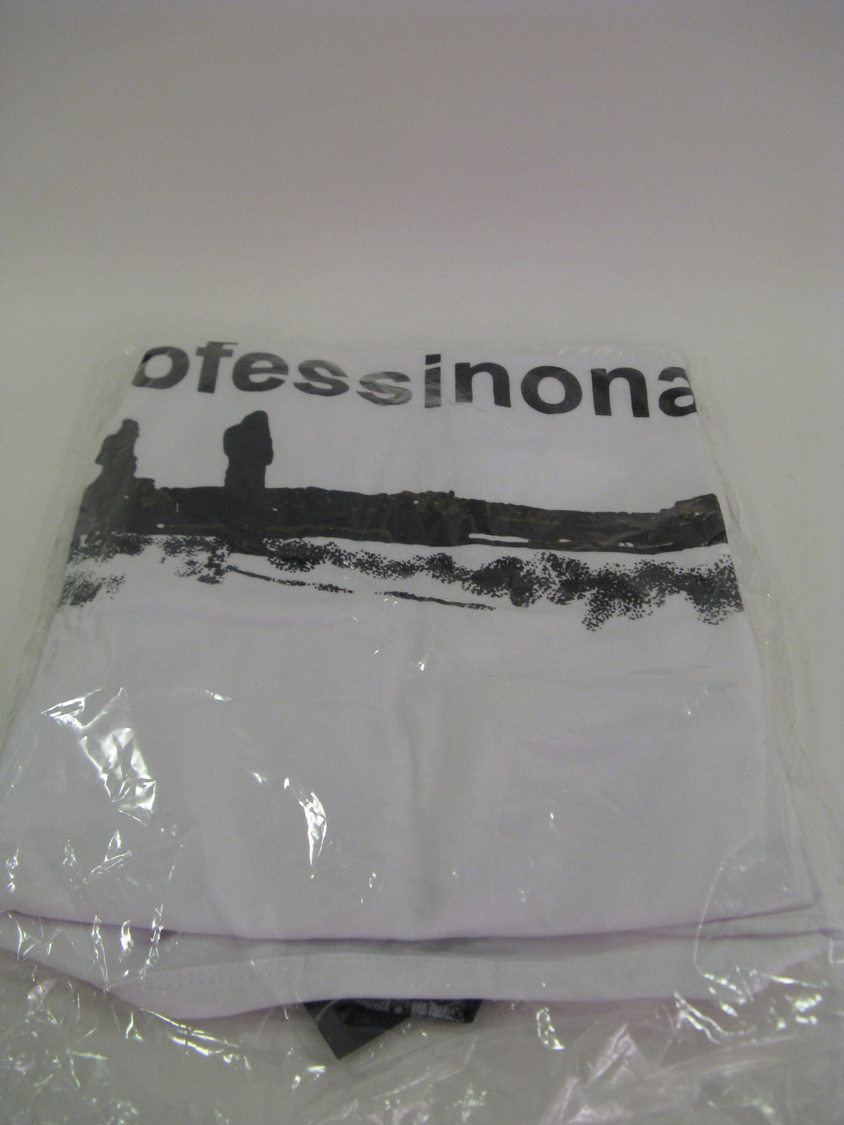 White Men's T-Shirt with Text Print Fashionable approx. XS White/Black Printed New gallery