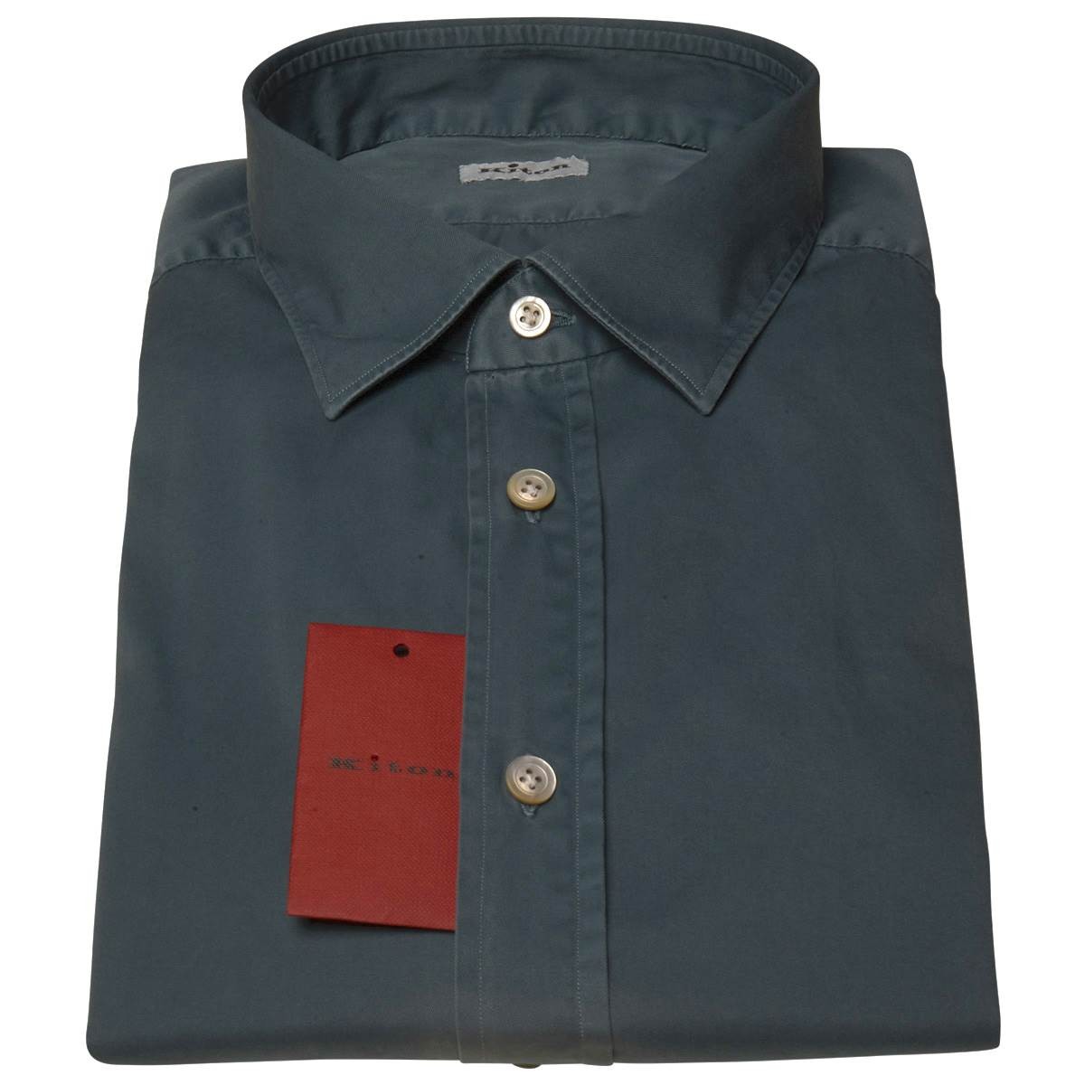 NEW KITON LIGHT GREEN COTTON SHIRT EU 56 - US 46 - 2XL S21C1281 gallery