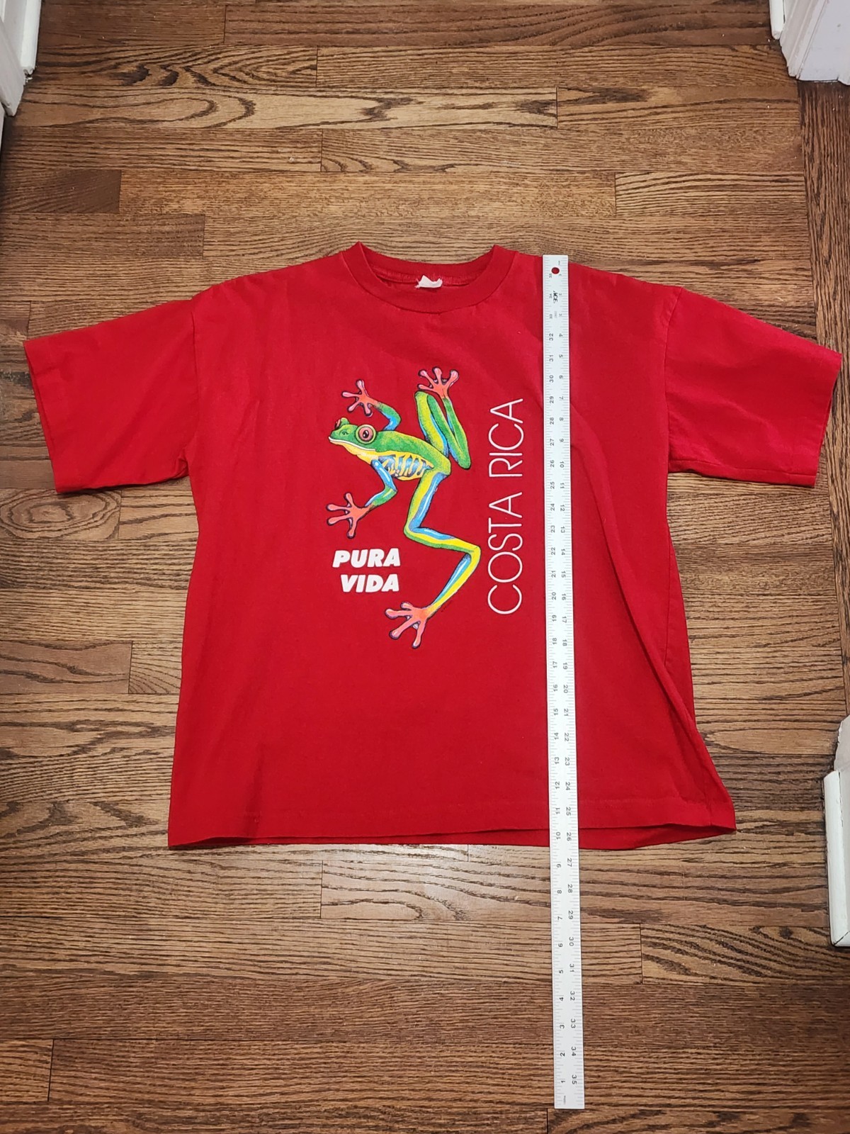 Vintage 90s Costa Rica Pura Vida Tree Frog T-Shirt XL Red Comfort Vanguard gallery