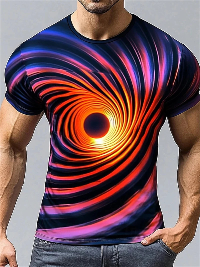 Funny Optical Illusion Graphic T Shirt For Men 3D Printed Art Abstract. gallery