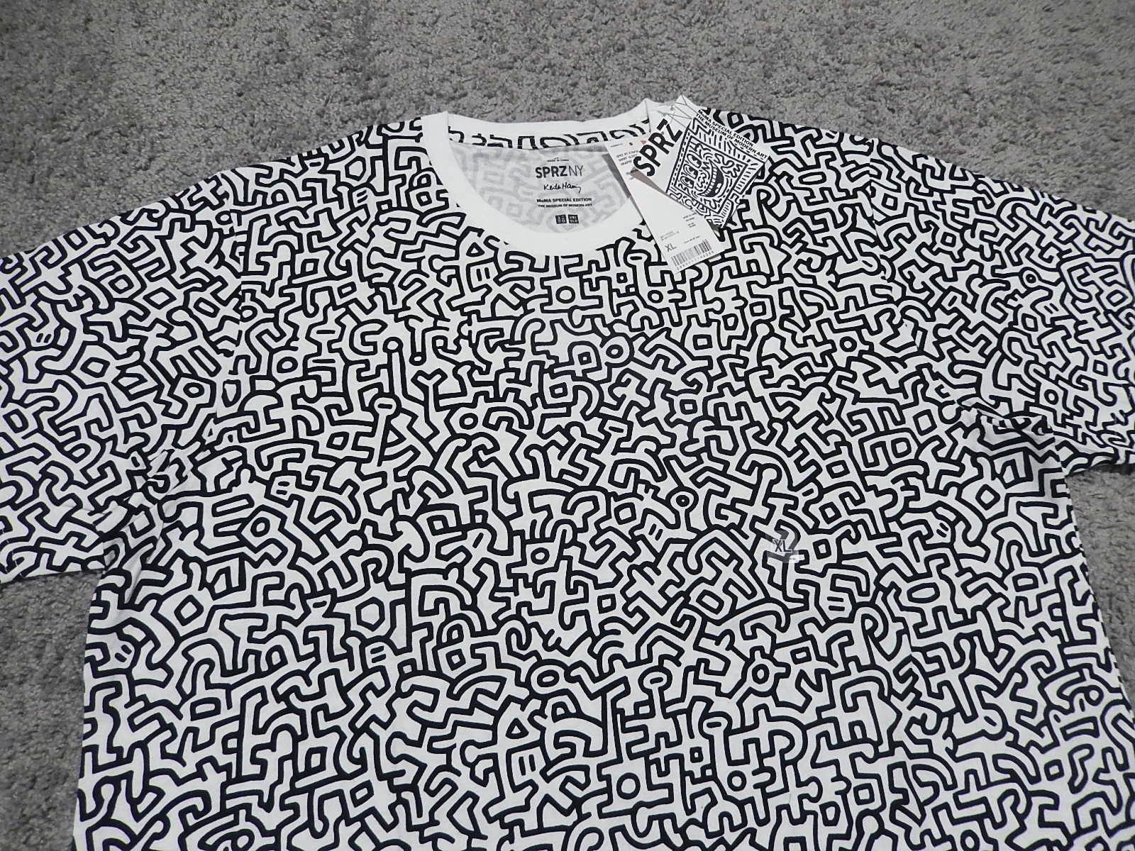 Uniqlo x Keith Haring MoMA SPRZ NY white black men's AOP t-shirt XL street art gallery