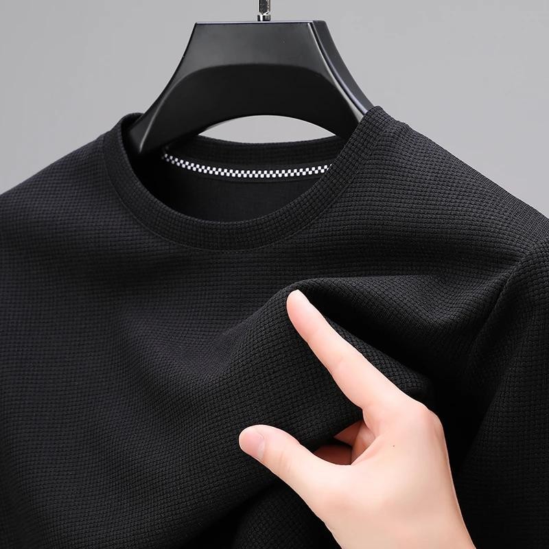 Summer High-End New Mulberry Silk Round Neck T-shirt Men's Thin Pure Color Silk gallery