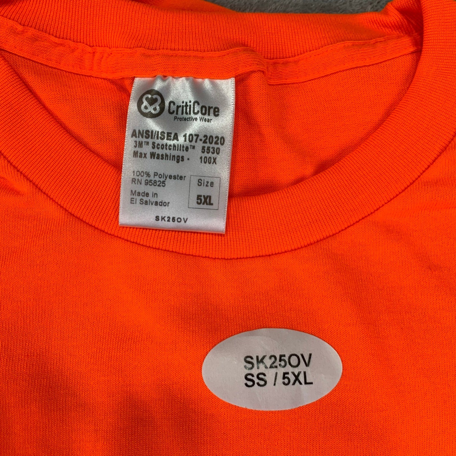 Men's Hi-Vis Orange Reflective Safety Work Shirt 5XL ANSI Class 2 3M Scotchlite gallery